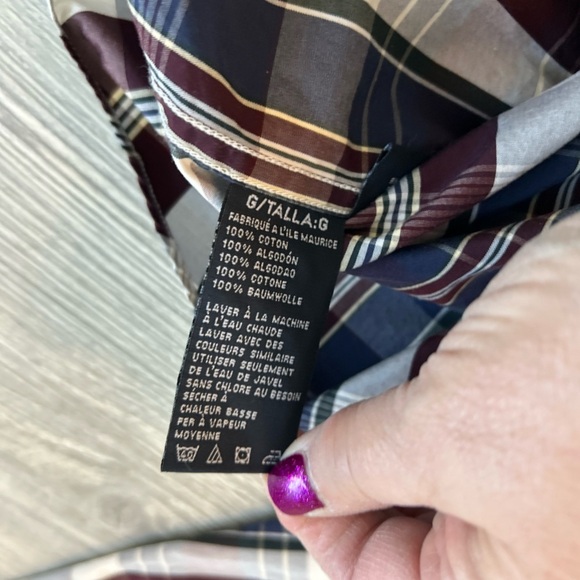 NAUTICA Men's 80's Two-ply Cotton Sport Shirt Plaid Pattern Red Blue White Large - Picture 8 of 11